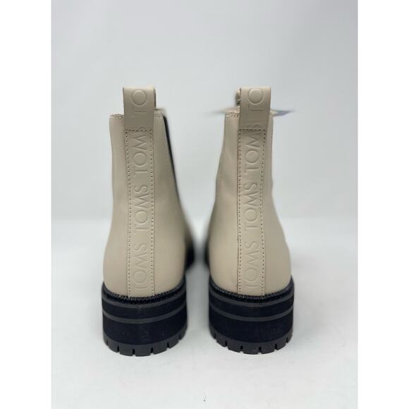 Toms Dakota Slip On Boot Womens 10 Beige Leather Chunky Water Resistant - Picture 3 of 11